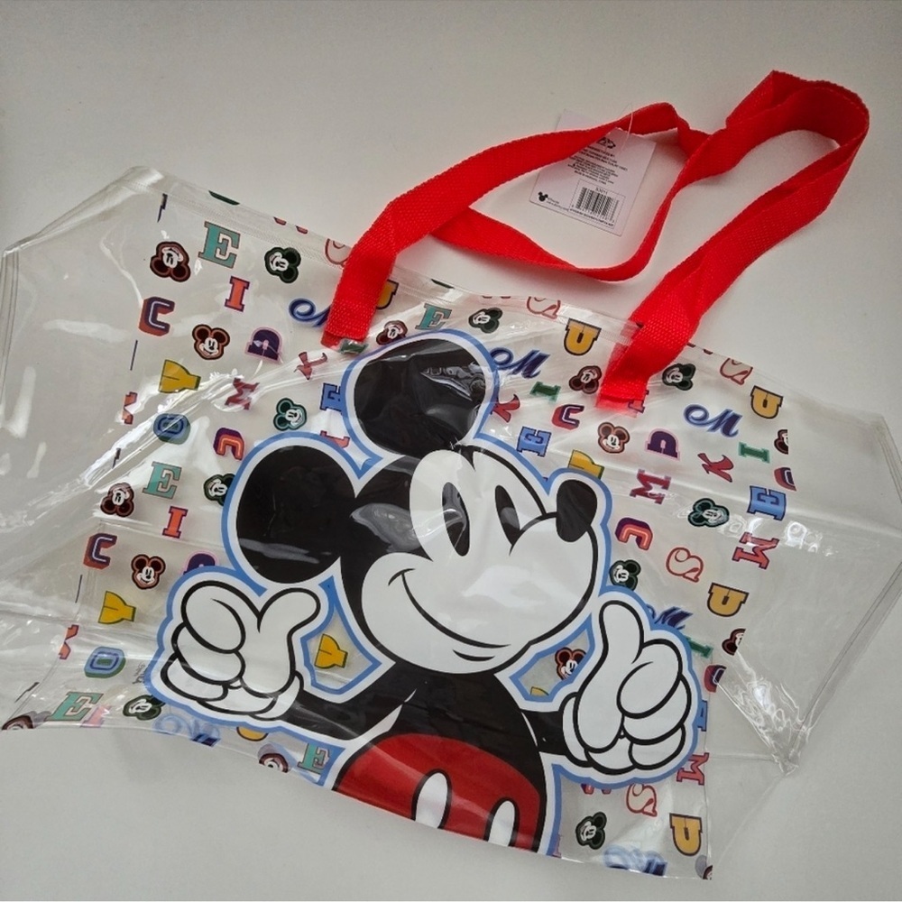 Disney Mickey Mouse Clear Tote Bag with Red Handles - NEW WITH TAGS